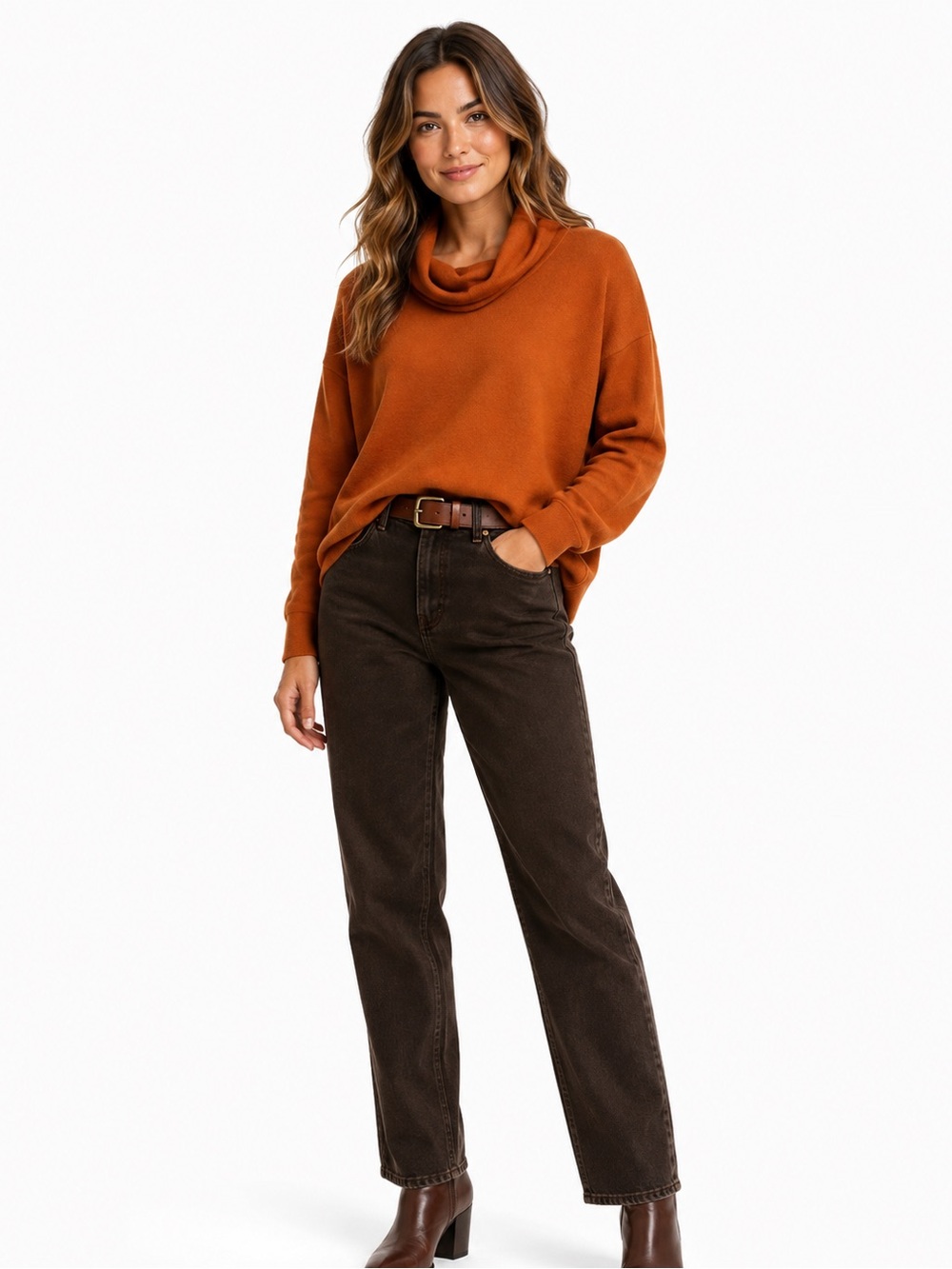 Burnt orange cowl neck sweater size small NWT